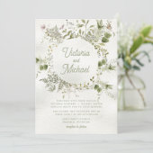 Woodland Wildflower Wreath Wedding Kaart (Staand voorkant)