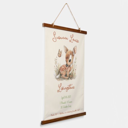 Woodland Wildflowers Gepersonaliseerde Baby naamst Hangend Wandkleed (Gebogen)
