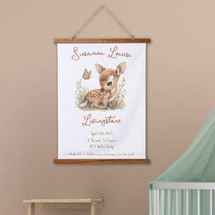 Woodland Wildflowers Gepersonaliseerde Baby naamst Hangend Wandkleed