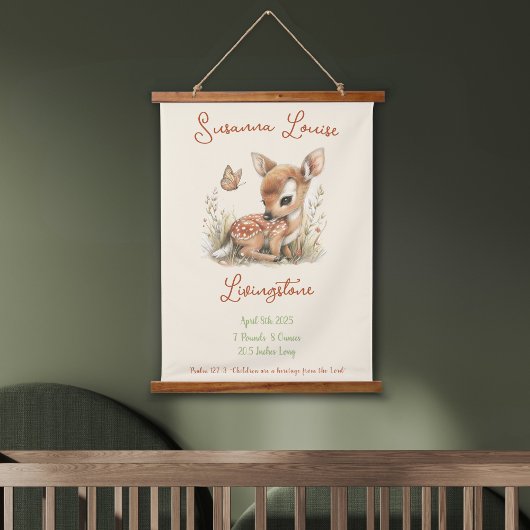 Woodland Wildflowers Gepersonaliseerde Baby naamst Hangend Wandkleed