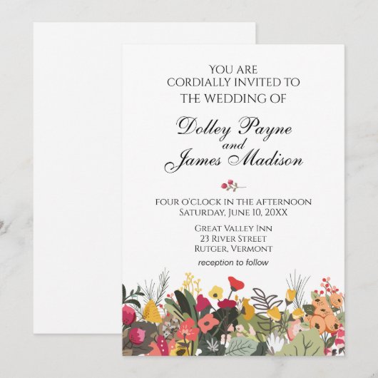 Woodland Wildflowers Rustieke bruiloft uitnodiging (Voorkant / Achterkant)