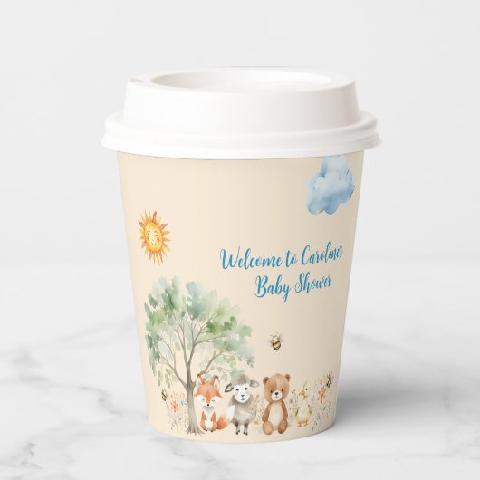 Woodland Wildlife Animals Baby shower Papieren bek Papieren Bekers (Achterkant)