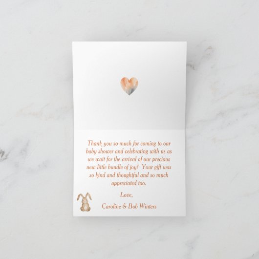 Woodland Wildlife Baby shower bedankkaart (Binnen)
