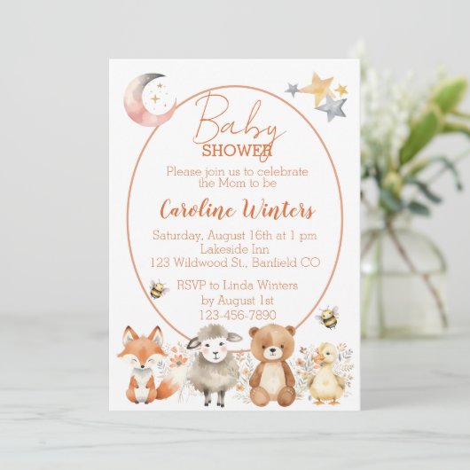 Woodland Wildlife Baby shower Kaart (Staand voorkant)