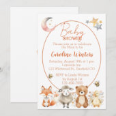 Woodland Wildlife Baby shower Kaart (Voorkant / Achterkant)