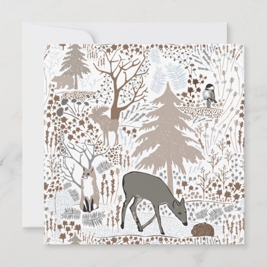 Woodland Wildlife Deer Fox Moose Groet of Blank Bedankkaart (Voorkant)