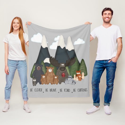 Woodland Wildlife Friends Fleece Deken (In situ)