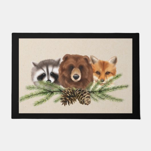 Woodland Wildlife - Kerstdeuren Deurklep Deurmat (Voorkant)