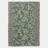 Woodland William Morris Green Floral Deken (Voorkant Verticaal)