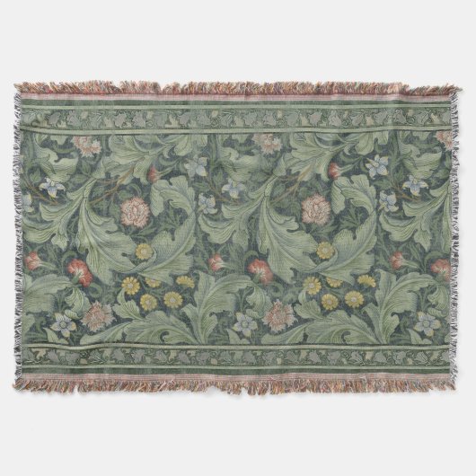 Woodland William Morris Green Floral Deken (Voorkant)