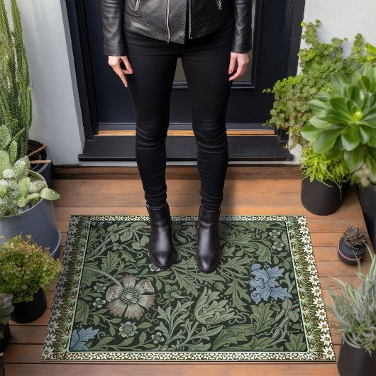 Woodland William Morris Green Floral Deurmat