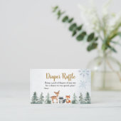 Woodland Winter Animal Baby shower Diaper Raffle Informatiekaartje (Staand voorkant)