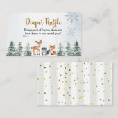 Woodland Winter Animal Baby shower Diaper Raffle Informatiekaartje (Voorkant / Achterkant)