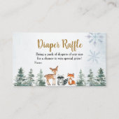 Woodland Winter Animal Baby shower Diaper Raffle Informatiekaartje (Voorkant)
