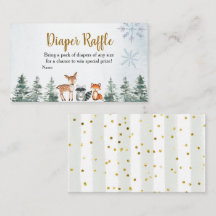 Woodland Winter Animal Baby shower Diaper Raffle
