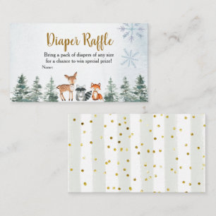Woodland Winter Animal Baby shower Diaper Raffle Informatiekaartje