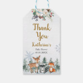 Woodland Winter Animal Forest Baby shower Cadeaulabel (Achterkant)