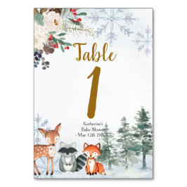 Woodland Winter Animal Forest Baby shower Kaart