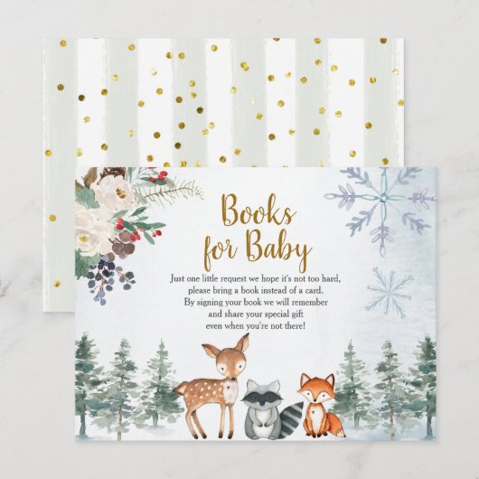 Woodland Winter Animal Forest Books for Baby Briefkaart (Voorkant / Achterkant)