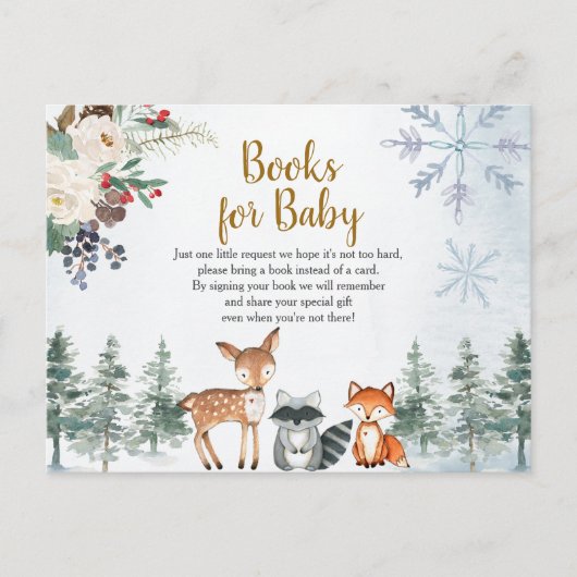 Woodland Winter Animal Forest Books for Baby Briefkaart (Voorkant)