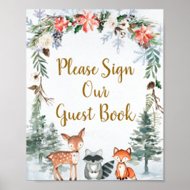 Woodland Winter Animal Gelieve onze gast te ondert Poster