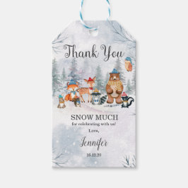 Woodland Winter Animals Baby shower 1e verjaardag Cadeaulabel