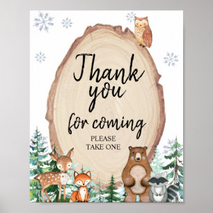 Woodland Winter Animals Bedankt voor je komst Poster
