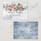 Woodland Winter Animals Diaper Raffle Informatiekaartje (Voorkant / Achterkant)