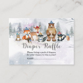 Woodland Winter Animals Diaper Raffle Informatiekaartje