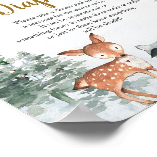 Woodland Winter Animals Forest Late Night Diapers Poster (Hoek)