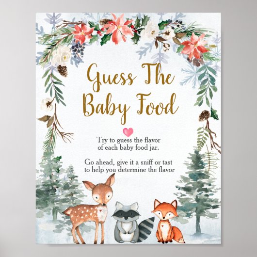 Woodland Winter Animals Forest Raad the Baby Food Poster (Voorkant)