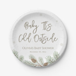 Woodland Winter Baby It's Cold Outside Baby Shower Papieren Bordje