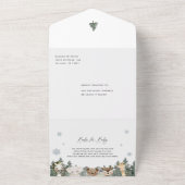 Woodland Winter Baby shower All In One Uitnodiging (Buitenkant)