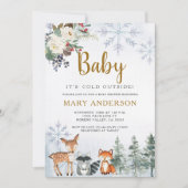 Woodland Winter Baby shower bosdieren Kaart (Voorkant)
