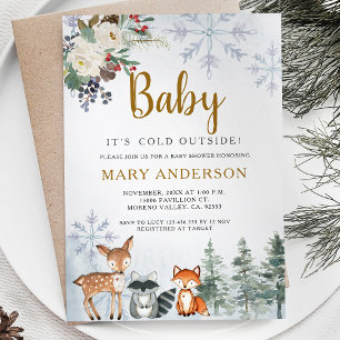 Woodland Winter Baby shower bosdieren Kaart