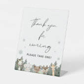 Woodland Winter Baby shower Dank je wel gunsten Reclamebord Met Voetstuk (Voorkant)
