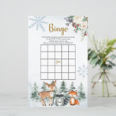 Woodland Winter Baby shower Forest Animal Bingo (Staand voorkant)