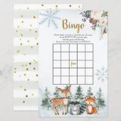 Woodland Winter Baby shower Forest Animal Bingo (Voorkant / Achterkant)