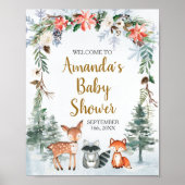Woodland Winter Baby shower Forest Animals Welkom Poster (Voorkant)