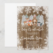 Woodland Winter Baby Shower Uitnodiging (Voorkant / Achterkant)