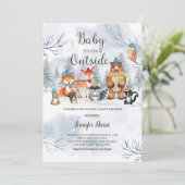 Woodland Winter Baby shower Uitnodiging (Staand voorkant)