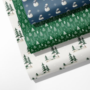 Woodland Winter - Beren, pijnbomen & sneeuwvlokken Inpakpapier Vel