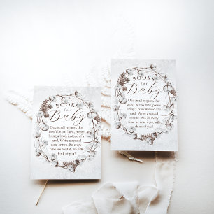 Woodland Winter Bloemen Boeken Baby shower aanvrag Informatiekaartje