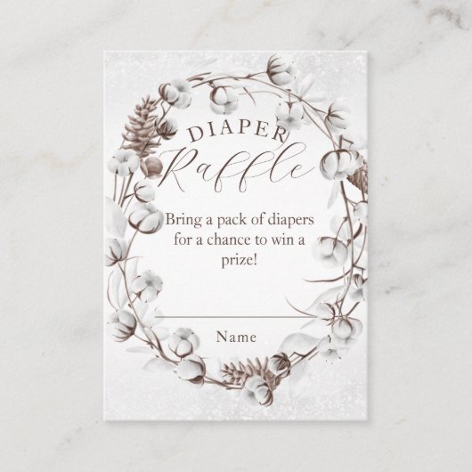 Woodland Winter Bloemenluier Raffle Baby shower Informatiekaartje (Voorkant)