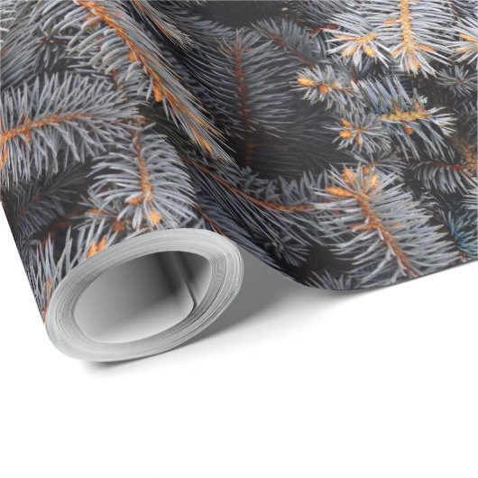 Woodland Winter Blue Spruce Pine Tree Cadeaupapier (Rol Hoek)