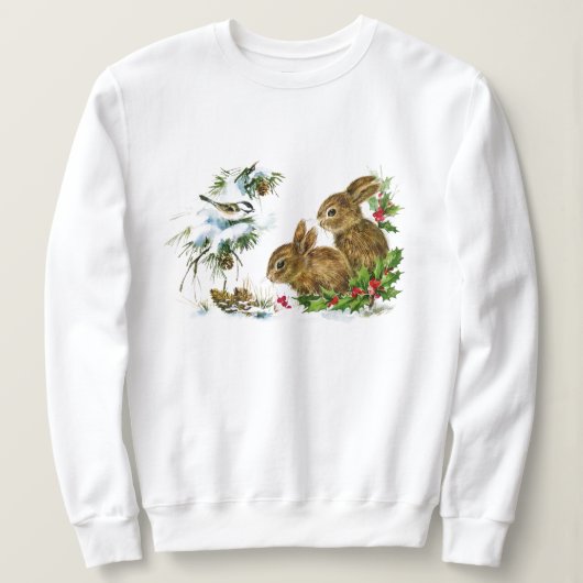 Woodland Winter Bunnies Sweatshirt (Design voorkant)