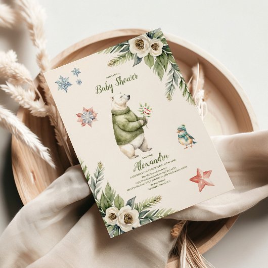Woodland Winter Christmas Baby shower Kaart