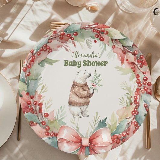 Woodland Winter Christmas Baby shower Papieren Bordje