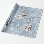 Woodland Winter Deer Kerstboom Snowflake Cadeaupapier (Uitgerold)