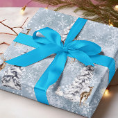 Woodland Winter Deer Kerstboom Snowflake Cadeaupapier